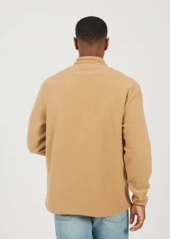Brave Soul Tan Contrast Quarter Zip Fleece