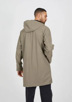 Brave Soul Taupe Rubberised Hooded Parka Style Jacket