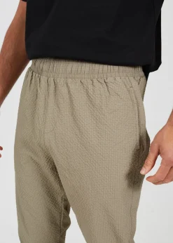 Brave Soul Taupe Slim Leg Seersucker Trousers