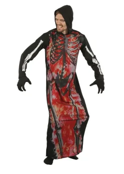 Bristol Novelty Black/Red Skeleton On Fire Costume
