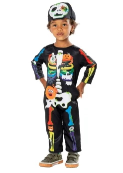 Bristol Novelty Kids Black Rainbow Skeleton Costume (1-4yrs)
