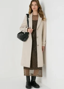 Brown Animal Plisse Midi Dress