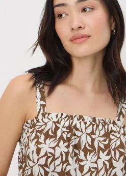 Brown Leaf Print Playsuit