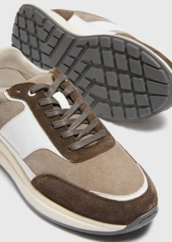 Brown Suede Panel Runner Trainers