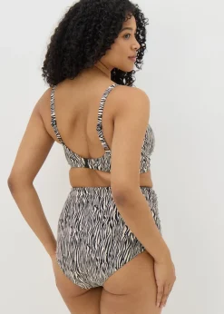 Brown Zebra Print Shapewear Bikini Bottoms