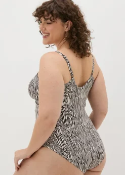 Brown Zebra Print Shapewear Swimsuit