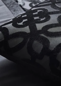 Catherine Lansfield Black Lattice Cut Velvet Cushion