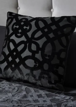 Catherine Lansfield Black Lattice Cut Velvet Cushion