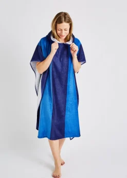 Catherine Lansfield Blue Stripe Hooded Towel Poncho
