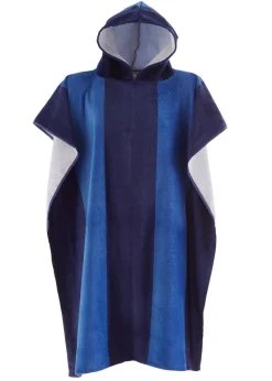 Catherine Lansfield Blue Stripe Hooded Towel Poncho