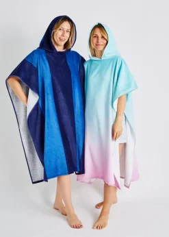 Catherine Lansfield Blue Stripe Hooded Towel Poncho