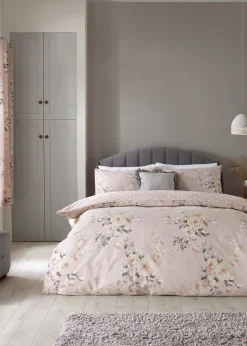 Catherine Lansfield Blush Pink Canterbury Floral Reversible Duvet Cover Set with Pillowcases