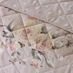 Catherine Lansfield Blush Pink Canterbury Floral Reversible Quilted Bedspread