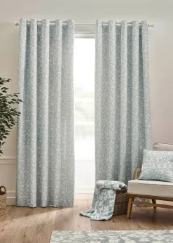 Catherine Lansfield Brooke Floral Lined Eyelet Curtains