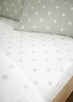 Catherine Lansfield Brushed Polka Dot Cotton Fitted Sheet