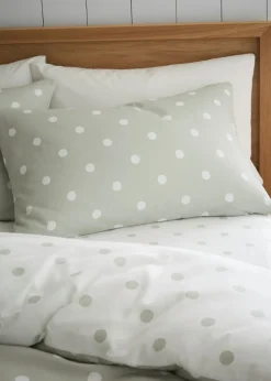 Catherine Lansfield Brushed Polka Dot Cotton Reversible Duvet Cover Set