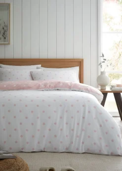 Catherine Lansfield Brushed Polka Dot Cotton Reversible Duvet Cover Set