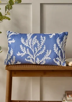 Catherine Lansfield Coral Leaf Embroidered Cushion (30x50cm)