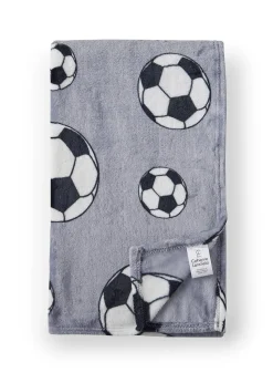Catherine Lansfield Cosy Grey Football Fleece Blanket Throw