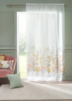 Catherine Lansfield Countryside Floral Slot Top Voile Curtain Panel