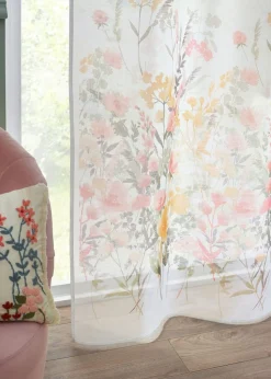 Catherine Lansfield Countryside Floral Slot Top Voile Curtain Panel