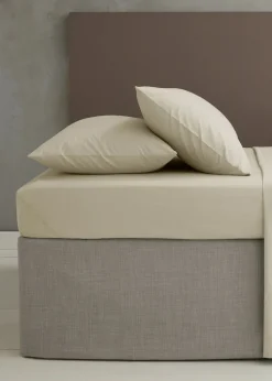 Catherine Lansfield Cream Easy Iron Percale Combed Fitted Sheet