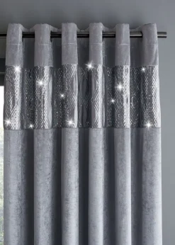 Catherine Lansfield Crushed Velvet Glamour Lined Eyelet Curtains