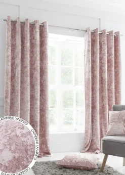 Catherine Lansfield Crushed Velvet Lined Eyelet Curtains