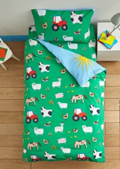 Catherine Lansfield Farmyard Animals Reversible Duvet Cover Set