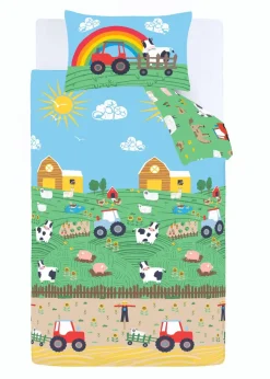 Catherine Lansfield Farmyard Animals Reversible Duvet Cover Set