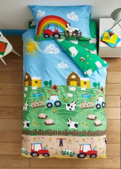 Catherine Lansfield Farmyard Animals Reversible Duvet Cover Set