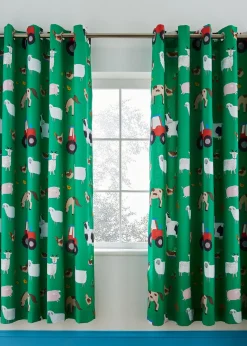 Catherine Lansfield Farmyard Animals Fully Reversible Eyelet Curtains