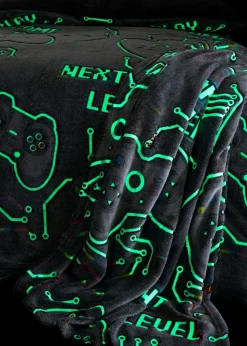 Catherine Lansfield Game Over Glow in the Dark Cosy Fleece Blanket Throw (130x170cm)