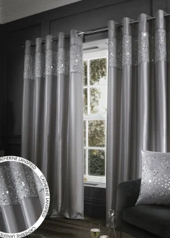 Catherine Lansfield Glitzy Lined Eyelet Curtains