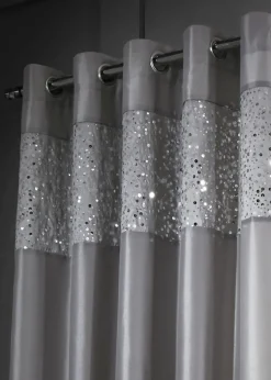 Catherine Lansfield Glitzy Lined Eyelet Curtains