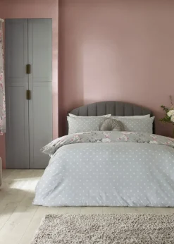 Catherine Lansfield Grey Canterbury Floral Reversible Duvet Cover Set with Pillowcases