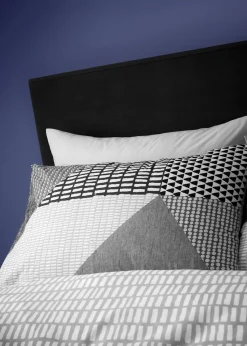 Catherine Lansfield Grey Larsson Geo Reversible Duvet Cover Set with Pillowcases
