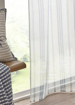 Catherine Lansfield Harbour Stripe  lot Top Voile Curtain Panel