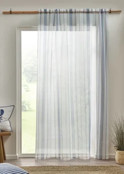 Catherine Lansfield Harbour Stripe  lot Top Voile Curtain Panel