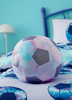 Catherine Lansfield Kids Tie Dye Football Shaped Cushion (24x24cm)