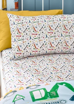 Catherine Lansfield Kids Blue Digger Dreams Fitted Sheet