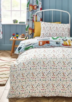 Catherine Lansfield Kids Blue Digger Dreams Reversible Duvet Cover Set