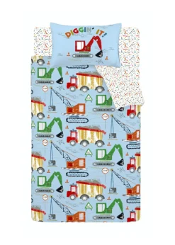 Catherine Lansfield Kids Blue Digger Dreams Reversible Duvet Cover Set