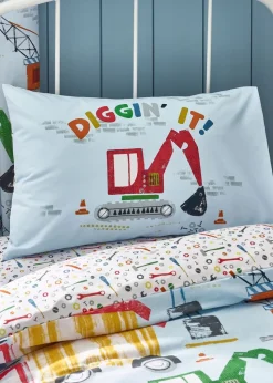 Catherine Lansfield Kids Blue Digger Dreams Reversible Duvet Cover Set