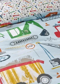 Catherine Lansfield Kids Blue Digger Dreams Reversible Duvet Cover Set