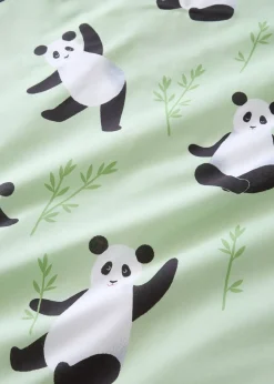 Catherine Lansfield Kids Green Panda Paws Reversible Duvet Cover Set