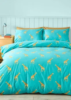 Catherine Lansfield Kids Havin A Giraffe Blue Reversible Duvet Cover Set