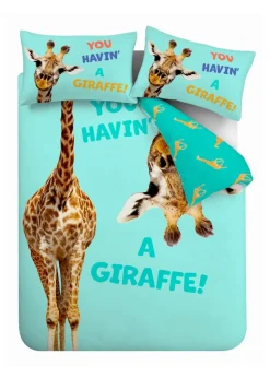 Catherine Lansfield Kids Havin A Giraffe Blue Reversible Duvet Cover Set