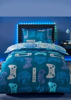Catherine Lansfield Kids Gamer So Soft Grey Blue Duvet Cover Set