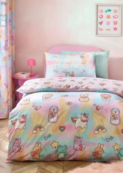 Catherine Lansfield Kids Pink Pastels Forever Together Reversible Duvet Cover Set
